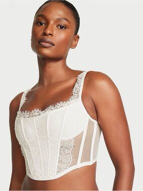 Victoria's Secret White Lace Longline Bustier